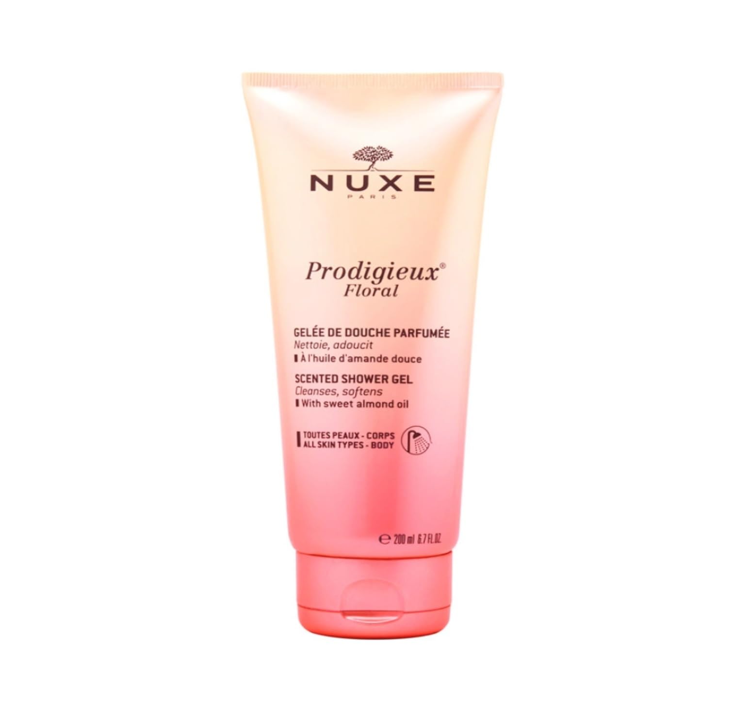 NUXE Gel Douche Délicate Prodigieux® Floral - Nettoyant Peau Sensible à 96% Ingrédients Naturels - 100 ml