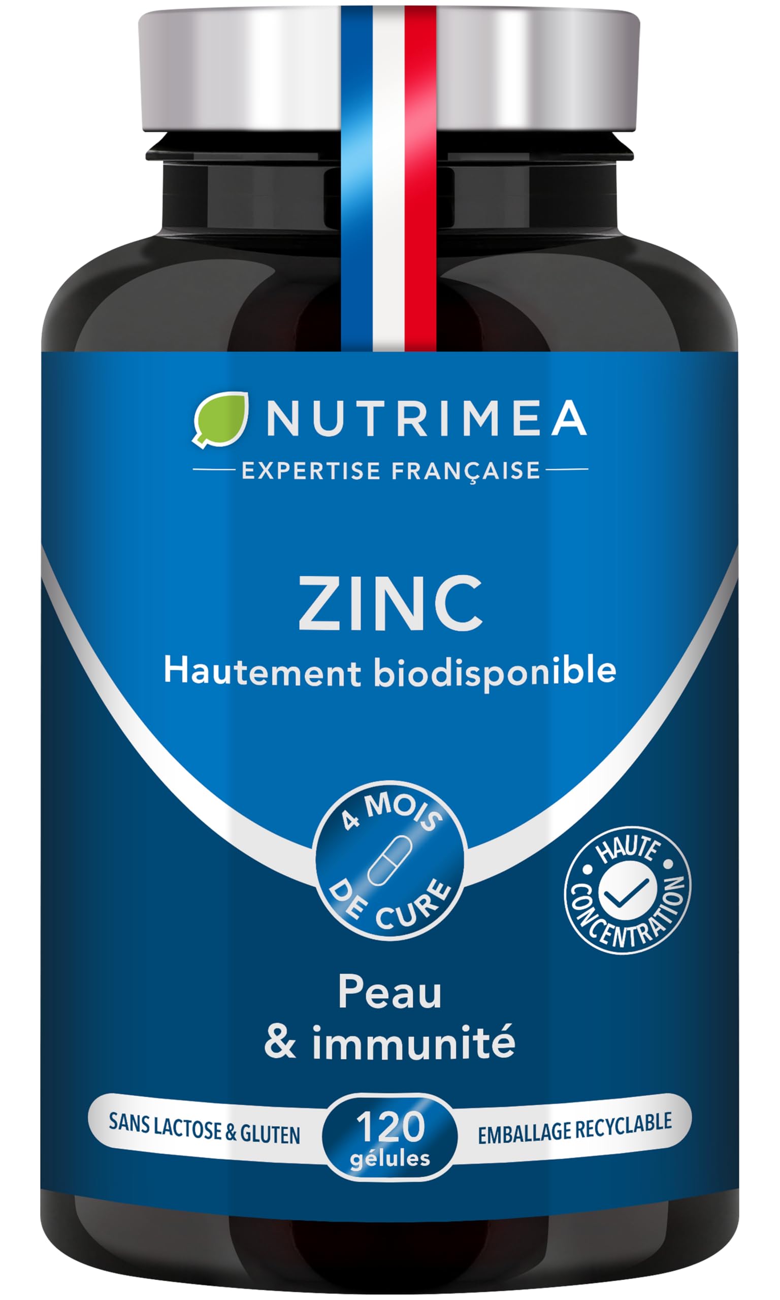 ZINC Citrate Nutrimea - Pure Absorption - Anti-Acne - 40 mg Zinc 120 Gélules Vegan - Fabriqué en France